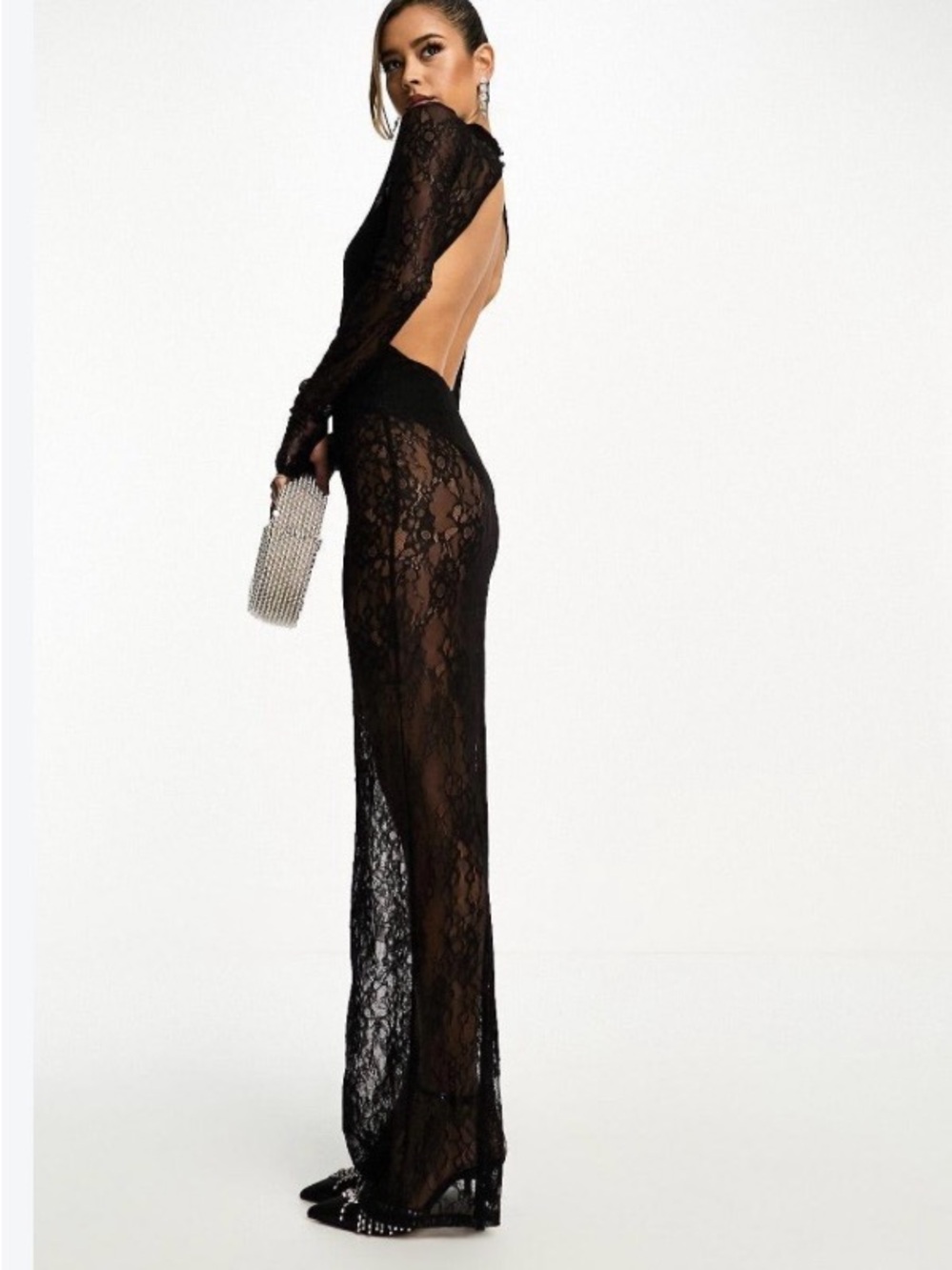 ASOS DESIGN Sheer Lace Maxi Dress - Size US 8 / UK 12 / EU 40 - NWOT